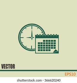 Vector illustration of calendar with clock 