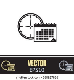 Vector illustration of calendar with clock 