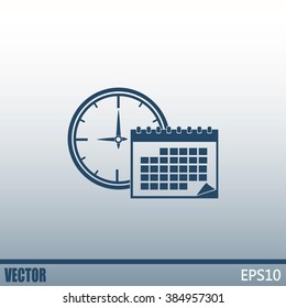 Vector illustration of calendar with clock 