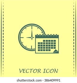 Vector illustration of calendar with clock 
