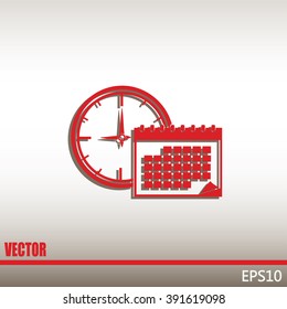 Vector illustration of calendar with clock 