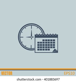 Vector illustration of calendar with clock 