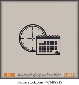 Vector illustration of calendar with clock 