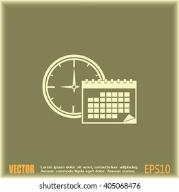 Vector illustration of calendar with clock 