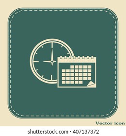 Vector illustration of calendar with clock 