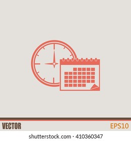 Vector illustration of calendar with clock 