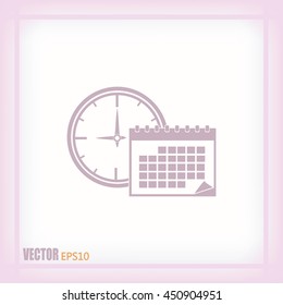 Vector illustration of calendar with clock 
