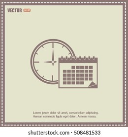 Vector illustration of calendar with clock 