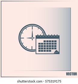 Vector illustration of calendar with clock 