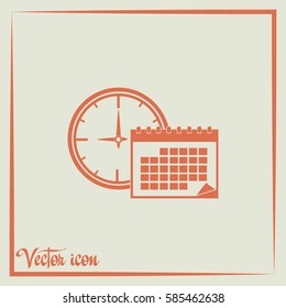 Vector illustration of calendar with clock 