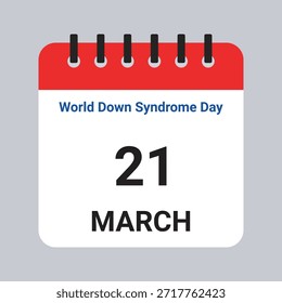 Vector Illustration of Calendar Date March 21, World Down Syndrome Day on Grey Background