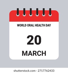 Vector Illustration of Calendar Date March 20, World Oral Health Day on Grey Background