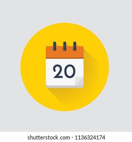 Ilustración vectorial. Día del calendario 20. Icono de calendario.
