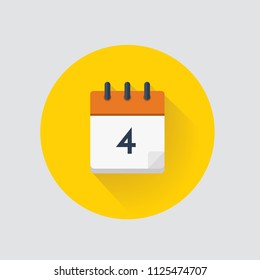 Vector illustration. Calendar day 4. Calendar icon.