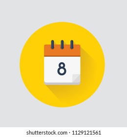 Vector illustration. Calendar day 8. Calendar icon.