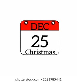 Vector illustration of calendar for December 25th Christmas celebration