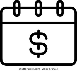 Vector illustration of a calendar with a dollar sign on a date representing financial planning. concept as A crisp vector image showing a calendar page with a highlighted date marked by a dollar sign;