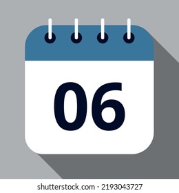 Vector illustration of calendar vector flat icon of a specific day of the month, day 06.