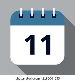 Ilustración vectorial del icono plano del vector del calendario de un día específico del mes, día 11.