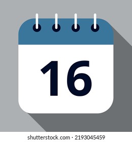 Vector illustration of calendar vector flat icon of a specific day of the month, day 16.