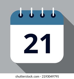 Vector illustration of calendar vector flat icon of a specific day of the month, day 21.