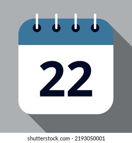 Vector illustration of calendar vector flat icon of a specific day of the month, day 22.