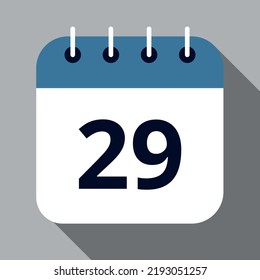 Vector illustration of calendar vector flat icon of a specific day of the month, day 29.