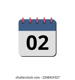 Vector illustration of calendar flat icon marking day 02.