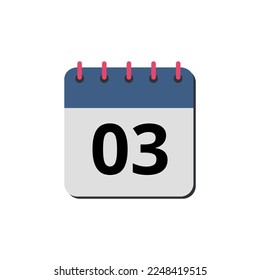 Vector illustration of calendar flat icon marking day 03.