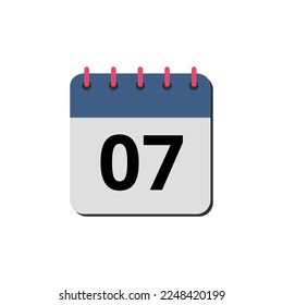 Vector illustration of calendar flat icon marking day 07.