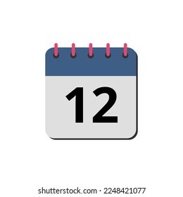 Vector illustration of calendar flat icon marking day 12.