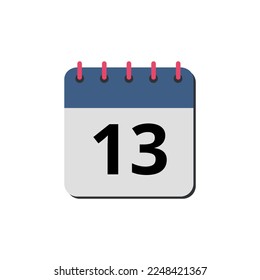Vector illustration of calendar flat icon marking day 13.