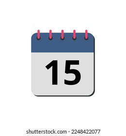 Vector illustration of calendar flat icon marking day 15.