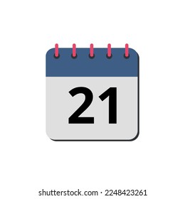 Vector illustration of calendar flat icon marking day 21.