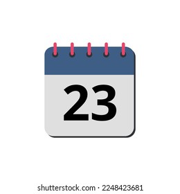Ilustración vectorial del día 23 del marcado de icono plano del calendario.