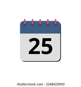 Vector illustration of calendar flat icon marking day 25.
