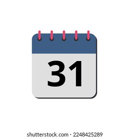 Vector illustration of calendar flat icon marking day 31.