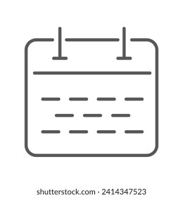 Vector illustration. Calendar flat icon. Gray icon on isolated on white background. Perfect for your creative idea.
