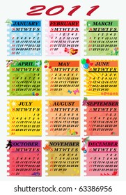 vector illustration, calendar of holidays during the year.