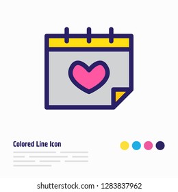 Vector illustration of calendar icon colored line. Beautiful events element also can be used as date icon element.