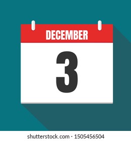 Vector illustration. Calendar icon. Calendar Date - Desember 3. Planning. Time management.