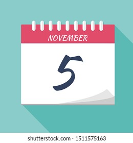 Vector illustration. Calendar icon. Calendar Date - November 5. Planning. Time management.