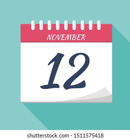 Vector illustration. Calendar icon. Calendar Date - November 12. Planning. Time management.