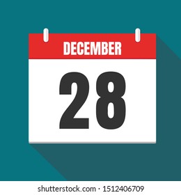 Vector illustration. Calendar icon. Calendar Date - Desember 28. Planning. Time management.