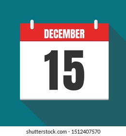 Vector illustration. Calendar icon. Calendar Date - Desember 15. Planning. Time management.