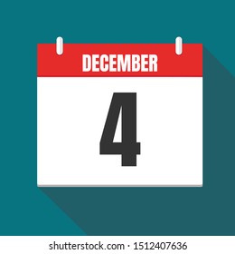 Vector illustration. Calendar icon. Calendar Date - Desember 4. Planning. Time management.