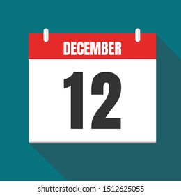 Vector illustration. Calendar icon. Calendar Date - Desember 12. Planning. Time management.