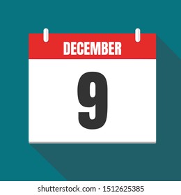 Vector illustration. Calendar icon. Calendar Date - Desember 9. Planning. Time management.