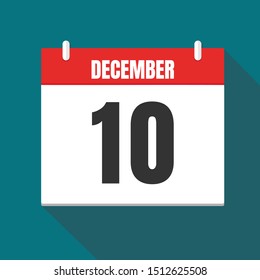 Vector illustration. Calendar icon. Calendar Date - Desember 10. Planning. Time management.