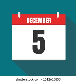 Vector illustration. Calendar icon. Calendar Date - Desember 5. Planning. Time management.